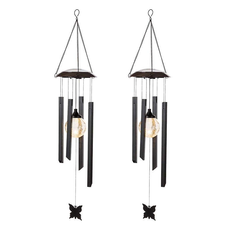 Glitzhome® 32" Solar Powered Windchime with Crackle Bulbs, 2ct.