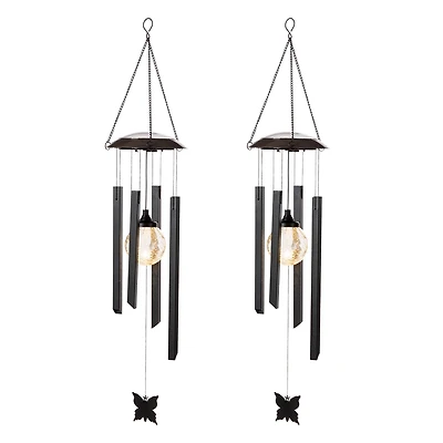 Glitzhome® 32" Solar Powered Windchime with Crackle Bulbs, 2ct.