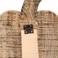 10.5" Small White Wooden Fall Harvest Pumpkin with Stem