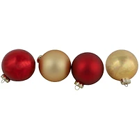 96ct. 3.25" Matte & Shiny Red & Gold Glass Ball Ornaments