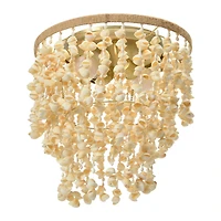 Hello Honey® 15" Round Metal and Shell Flush Mount Ceiling Light