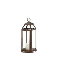 16" Iron & Glass Copper Lantern