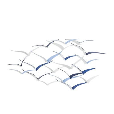 Blue Metal Coastal Wall Decor, 25" x 48" x 3"