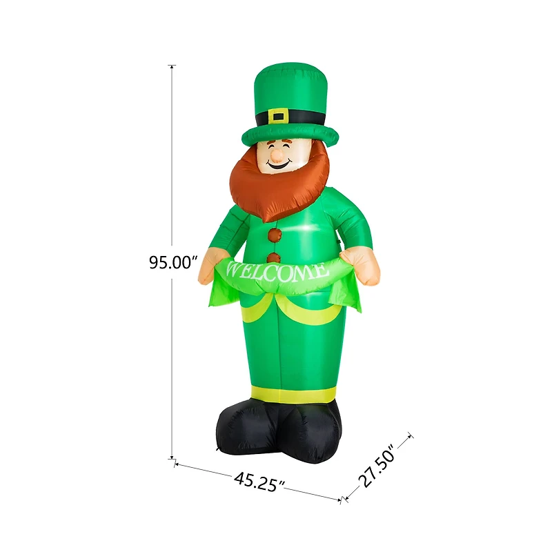 Glitzhome® 8ft. Lighted St. Patrick's Day Leprechaun Inflatable Décor