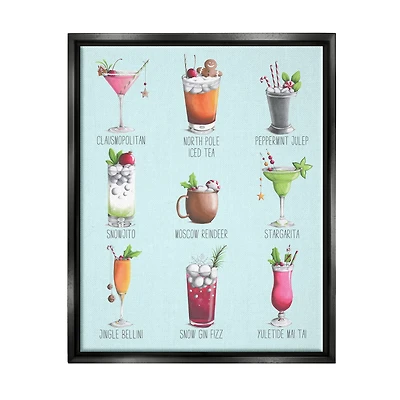 Stupell Industries Christmas Cocktails Seasonal Menu Framed Floater Canvas Wall Art