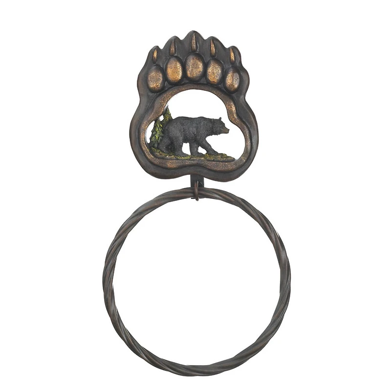 12" Black Bear Paw Towel Ring