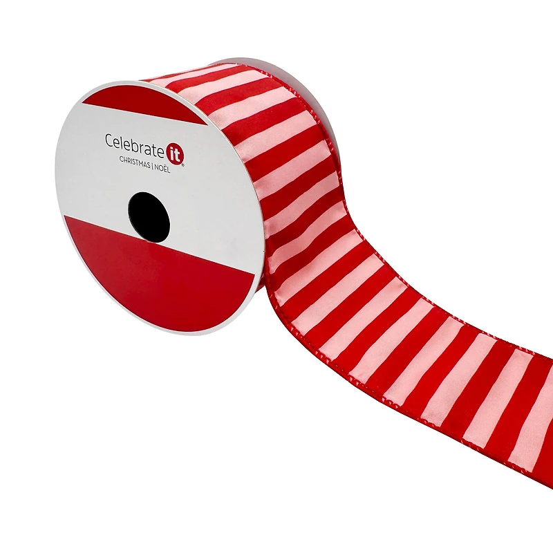 2.5" x 20ft. Holly Jolly Stripes Wired Ribbon by Celebrate It®
