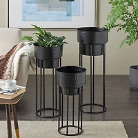 Black Metal Nesting Planter & Stands Set
