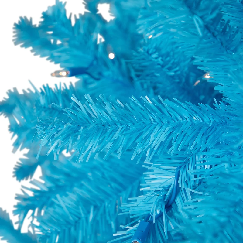 7ft. Pre-Lit Medium Sky Blue Pine Artificial Christmas Tree, Clear Lights