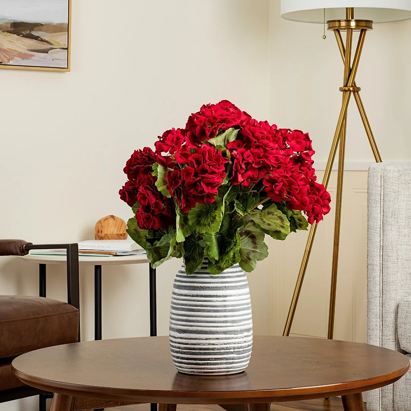 18" Artificial Red Geranium Bush, 4ct.