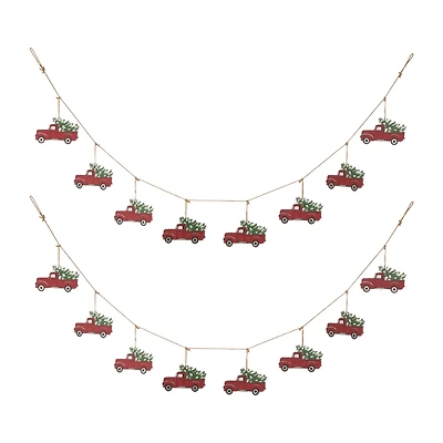 Glitzhome® 6ft. Metal Red Truck Garland Set