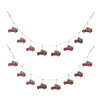Glitzhome® 6ft. Metal Red Truck Garland Set