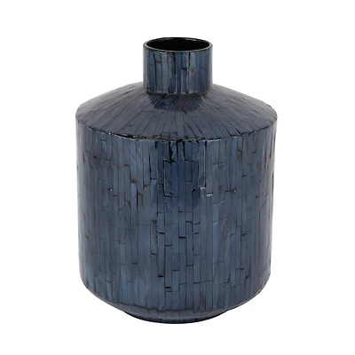 Blue Shell Contemporary Vase, 9" x 9" x 9"