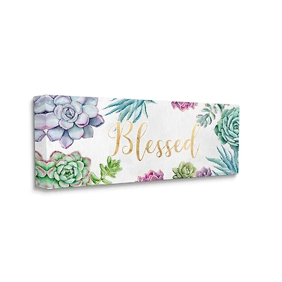 Stupell Industries Chic Blessed Expression Purple Succulent Greenery Canvas Wall Art