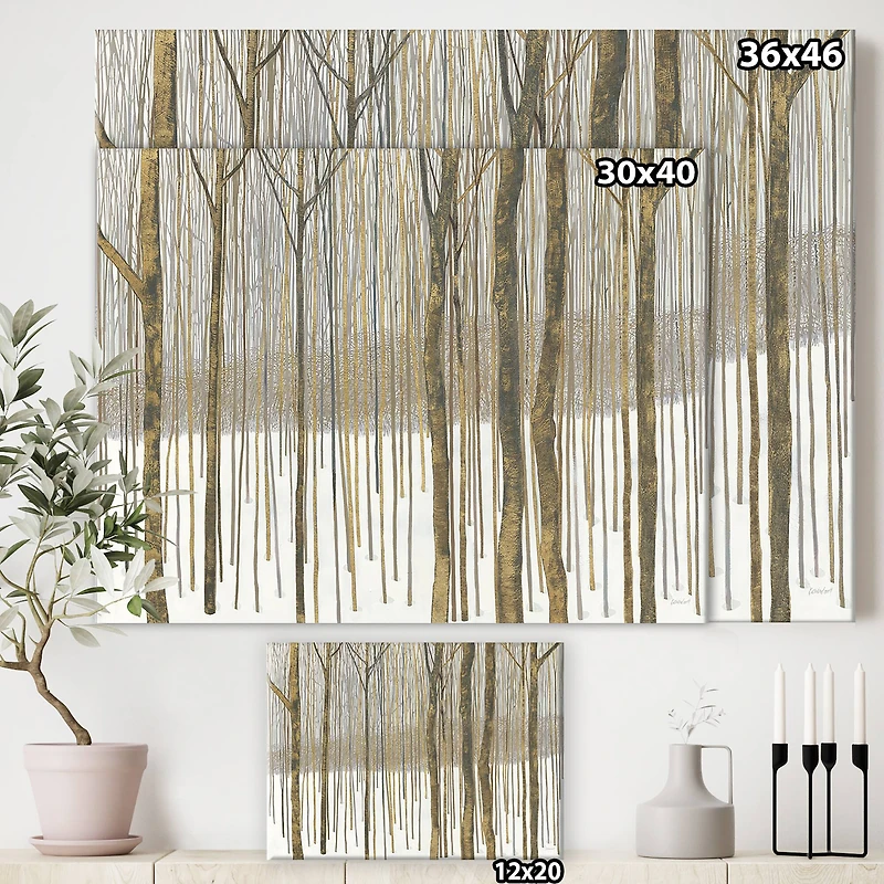 Designart - Forest in Winter Gold