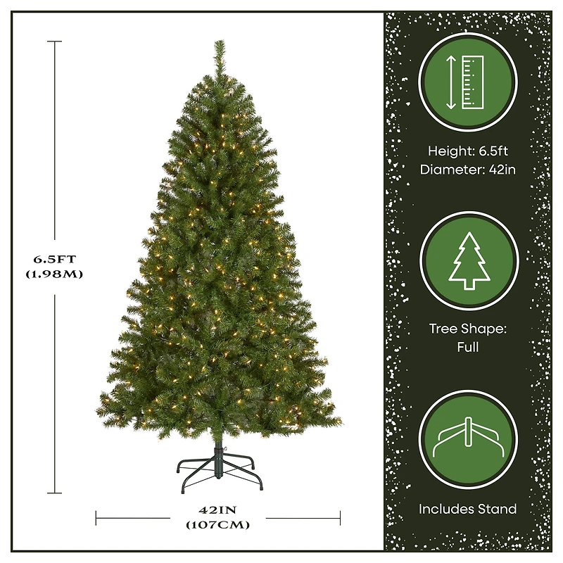 6.5ft. Pre-Lit North Valley® Spruce Artificial Christmas Tree, Clear Lights