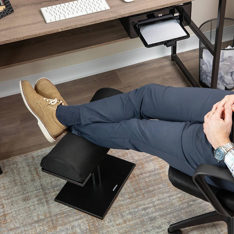 Mind Reader Foot Rest, Under Desk, Ergonomic, Hydraulic Height Adjustable, Ottoman, Office, Foam, Black