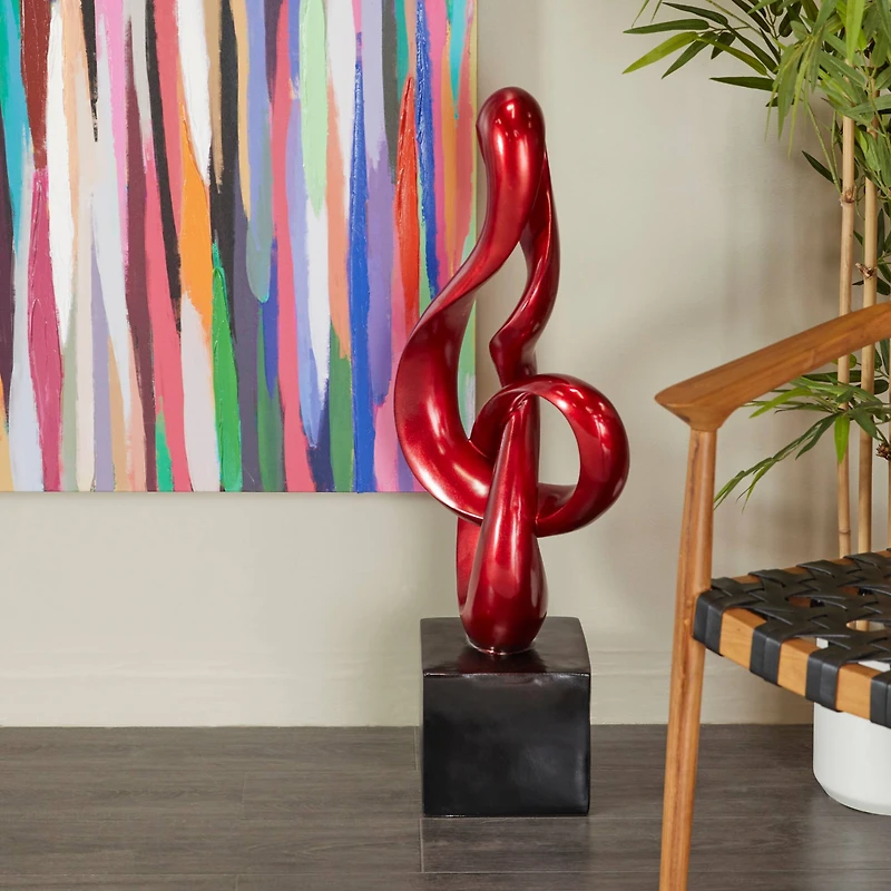 37" Red Swirl Abstract Sculpture