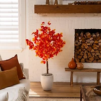 4ft. Pre-Lit Autumn Artificial Fall Tree with 160 Warm White LED Lights