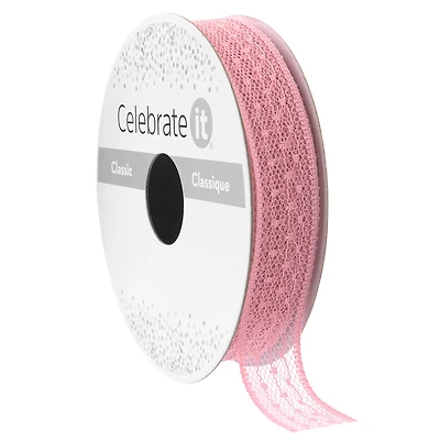 5/8" x 7yd. Pink Lace Ribbon by Celebrate It™