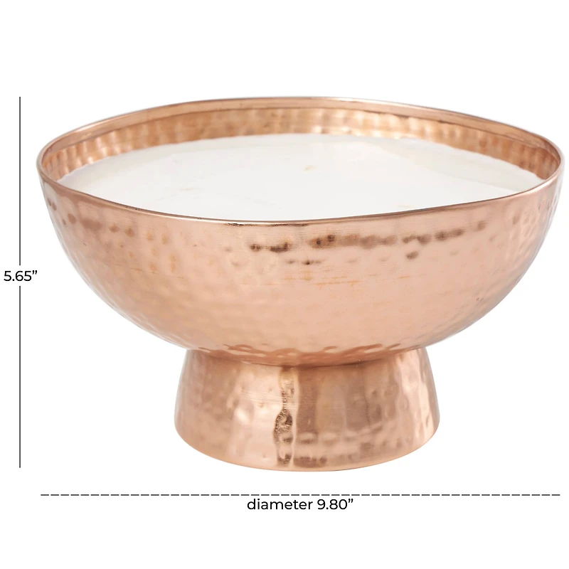 White Wax Tropical Breeze Scented Candle with Elevated Wide Hammered Copper Container