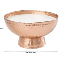White Wax Tropical Breeze Scented Candle with Elevated Wide Hammered Copper Container
