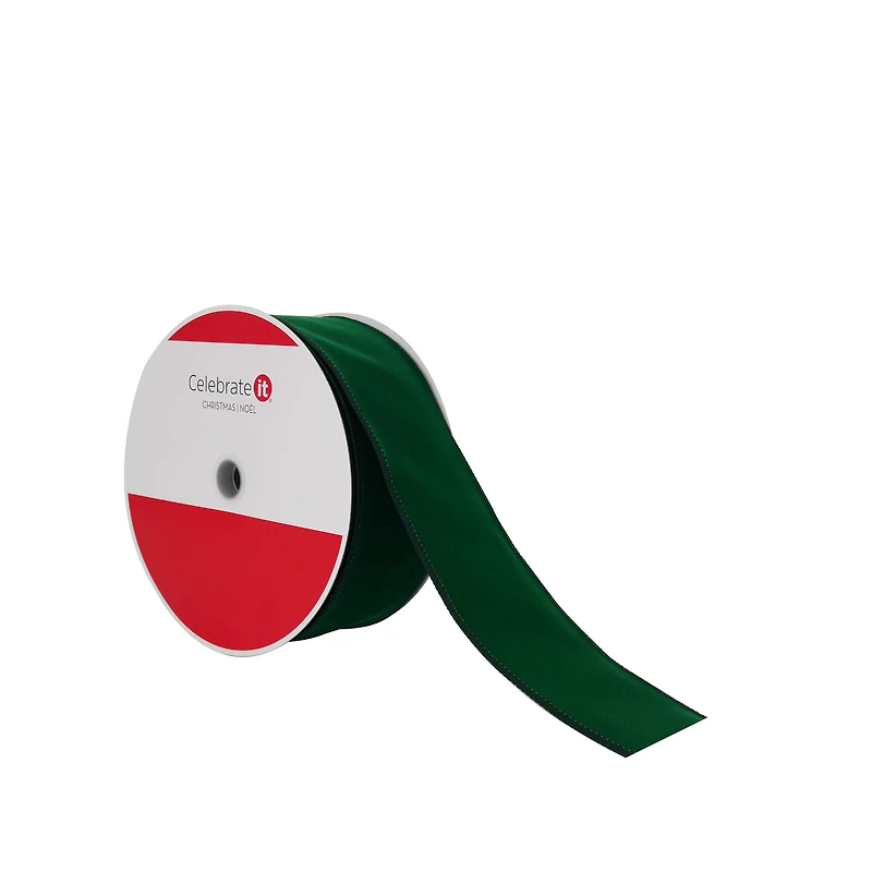 2.5" x 80ft. Green Velvet Wired Jumbo Ribbon by Celebrate It®