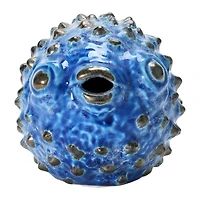 Hello Honey® 4.5" Blue Stoneware Puffer Fish Accent