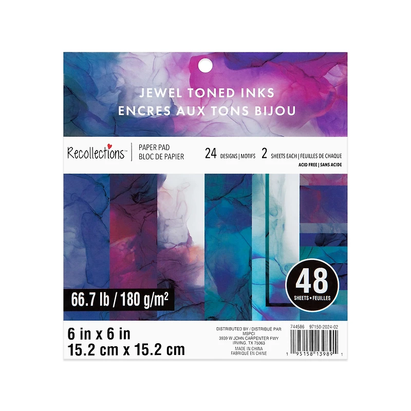 6" x 6" Jewel Toned Inks Paper Pad by Recollections™, 48 Sheets