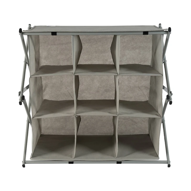 Simplify Gray 9-Grid Collapsible Shoe Rack