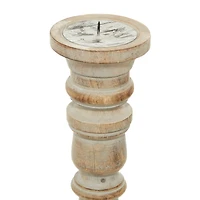 Light Brown Mango Wood Traditional Candle Holder Set, 3ct.