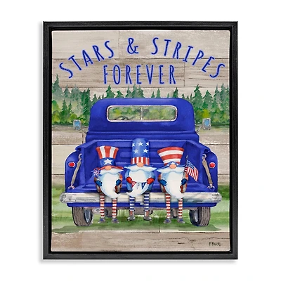 Stupell Industries Stars & Stripes Forever Americana Gnomes Floater Framed Art
