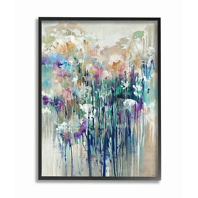 Stupell Industries Dripping Blue & Purple with Soft Neutrals Abstract Black Framed Wall Art