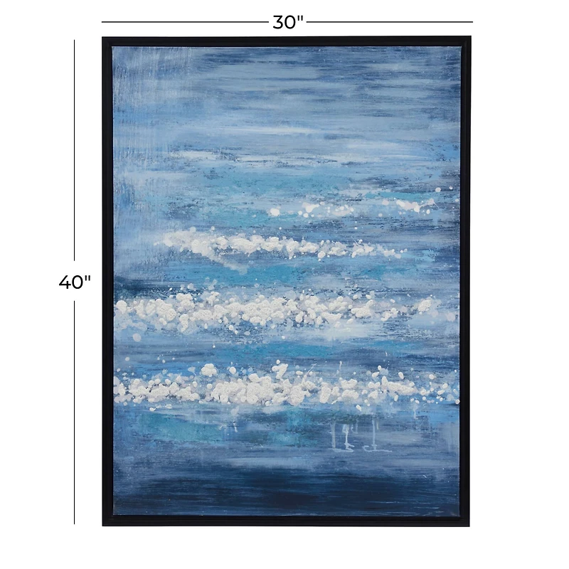 Blue Wood Modern Framed Wall Art 39" x 30"