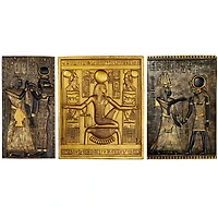 Design Toscano 10" Egyptian Temple Stele Tutankhamen, Isis & Horus Plaque Set