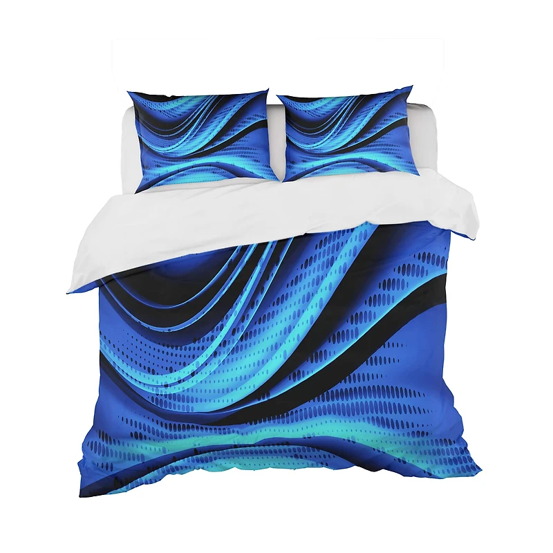 Designart 'Blue and Black Transition' Modern & Contemporary Bedding Set