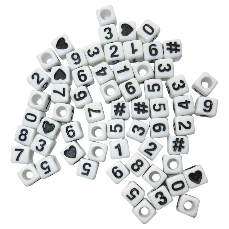 White Number Square Beads by Creatology™