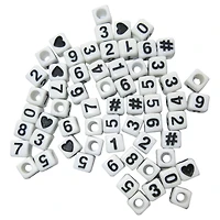 White Number Square Beads by Creatology™