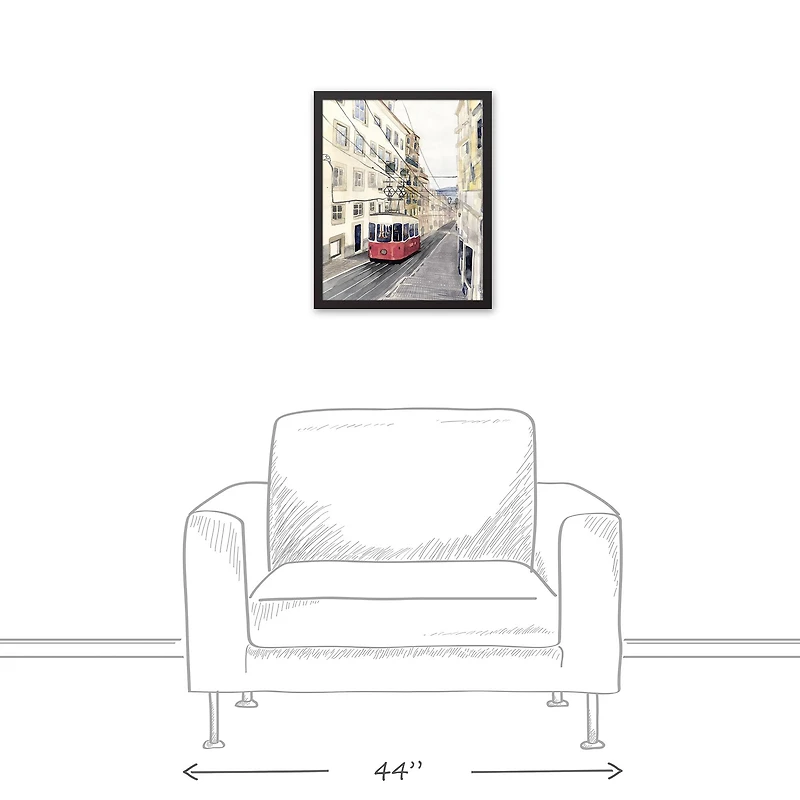Streetcar Scene 16" x 20" Black Framed Canvas