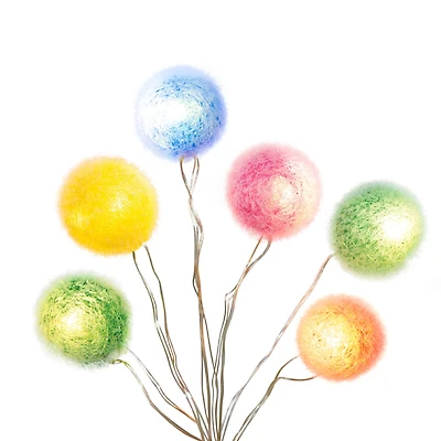 12ct. Multicolor LED Fuzzy Ball String Lights on Silver Wire by Ashland®