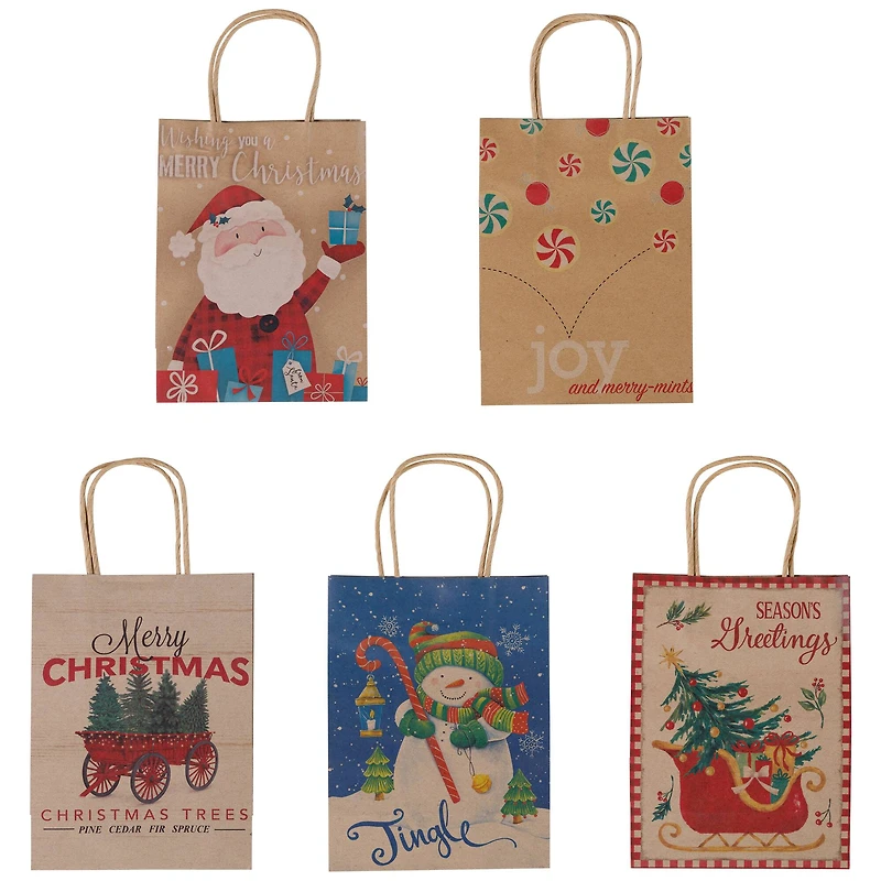 Pack of 15 Assorted Medium Christmas Gift Bags with Handle