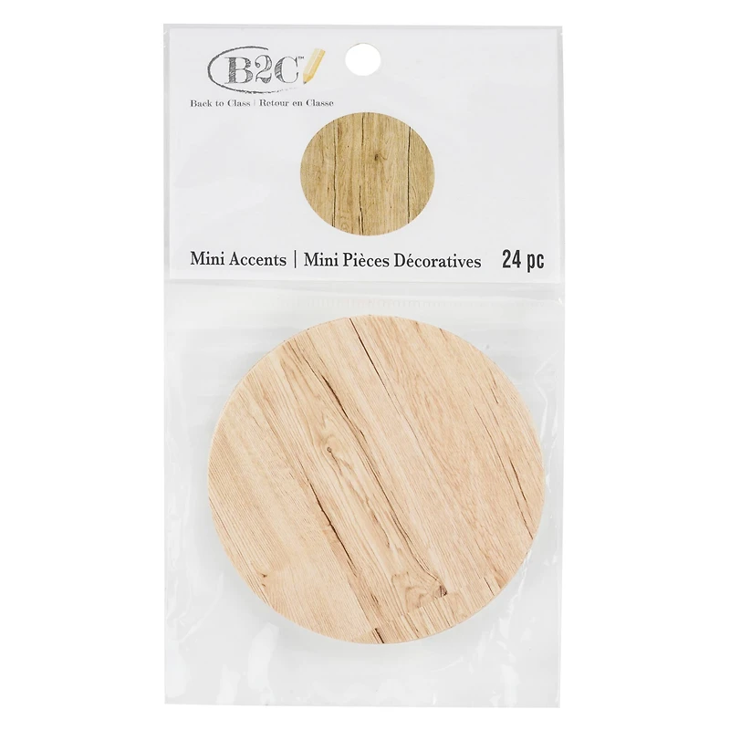 Back to Class Mini Die Cut Woodgrain Circle Accents