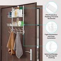 NEX™ 24" White Over the Door Basket Rack with Hooks