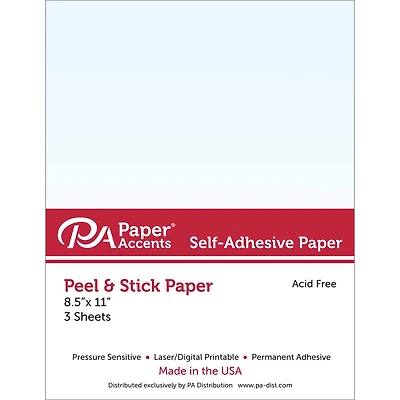 PA Paper™ Accents 8.5" x 11" Self Adhesive Paper, 3 Sheets