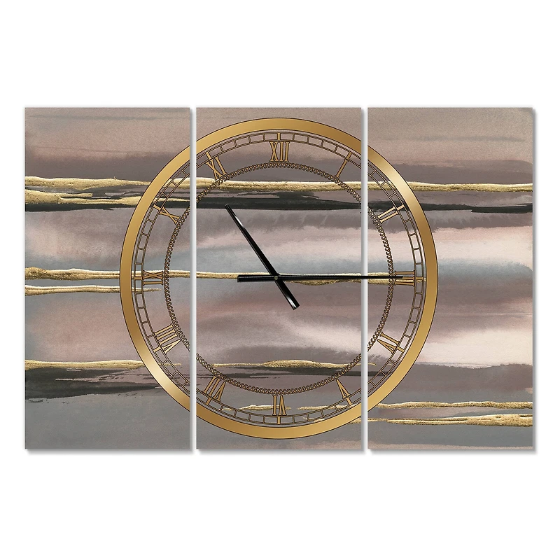 Designart 'Glamorous Morning Fog I Modern Multipanel Wall Clock