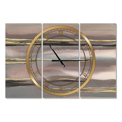 Designart 'Glamorous Morning Fog I Modern Multipanel Wall Clock