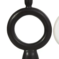 CosmoLiving by Cosmopolitan 12" Black & White Ceramic Geometric Ring Taper Candle Holder Set