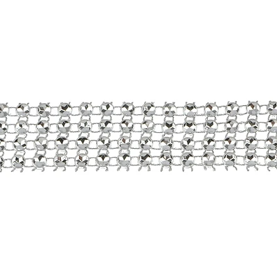 1.29" Silver Round Rhinestone Mesh Trim by Celebrate It® Fashion Mode