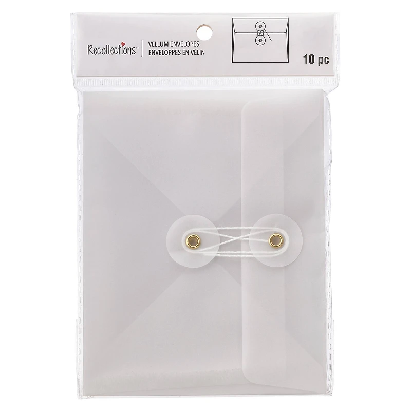 A2 White String & Button Closure Vellum Envelopes by Recollections™, 10ct.