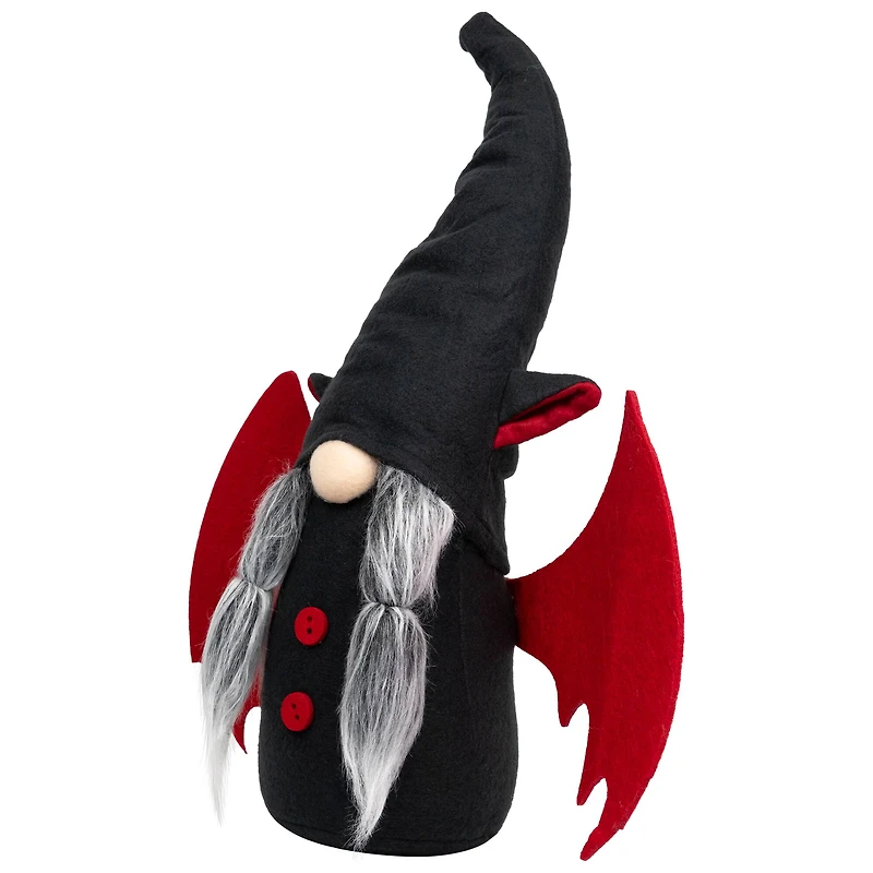 18" Female Black & Red Halloween Gnome with Bat Wings
